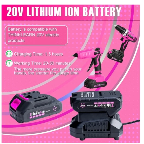 Cordless Detail Sander 20V Electric With 22Pcs Sandpapers 12000 Hot Pink New!! - Picture 5 of 6